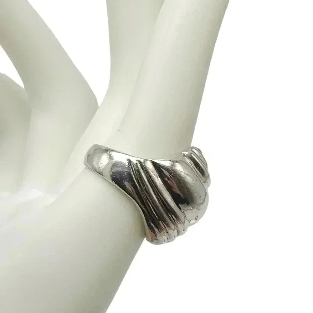 Vintage Modernist Sleek Puffy Sterling Silver Ring 7.75 Vintage